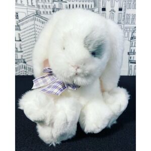 Tri Russ Stuffed White & Grey Bunny Rabbit 7.5” Plush Purple Yellow Bow Target